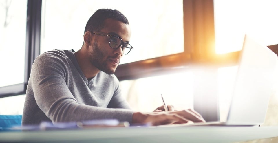 Man working on a laptop